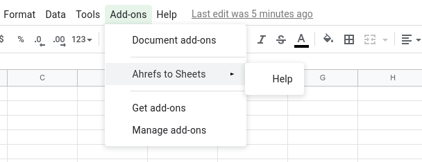 Ahrefs to Sheet no Start button available.