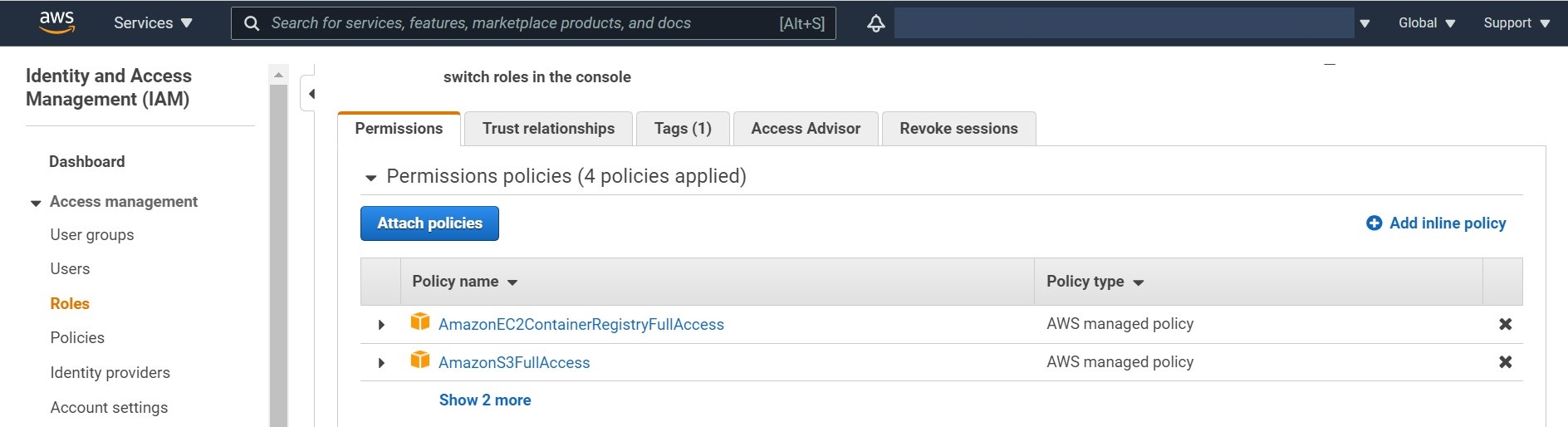 How to add policy to IAM for SageMaker notebook